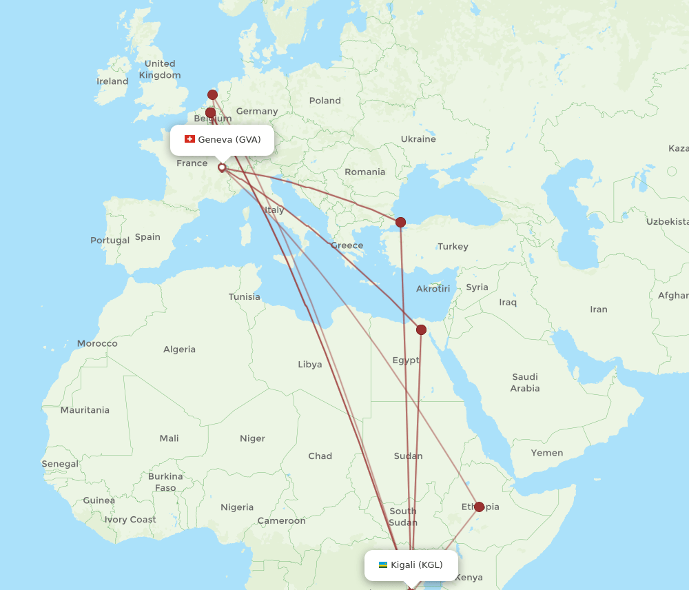 GVA-KGL flight routes