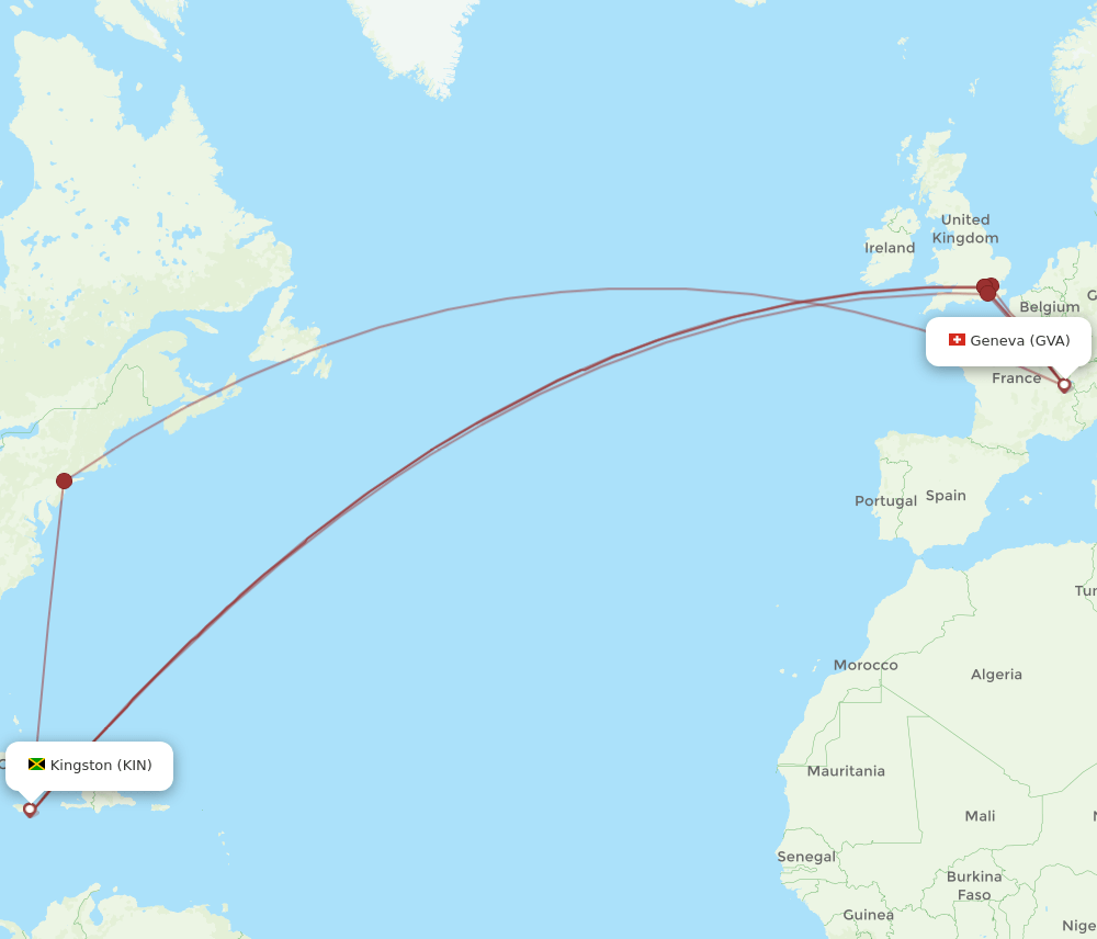 GVA-KIN flight routes