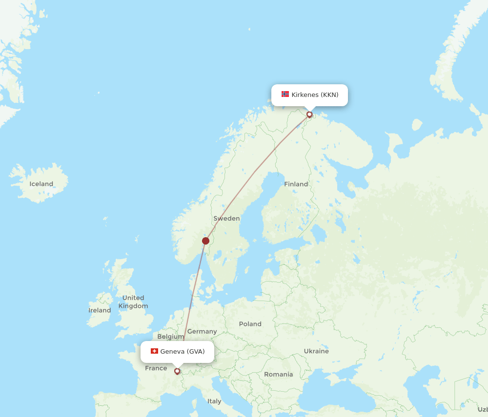 GVA-KKN flight routes
