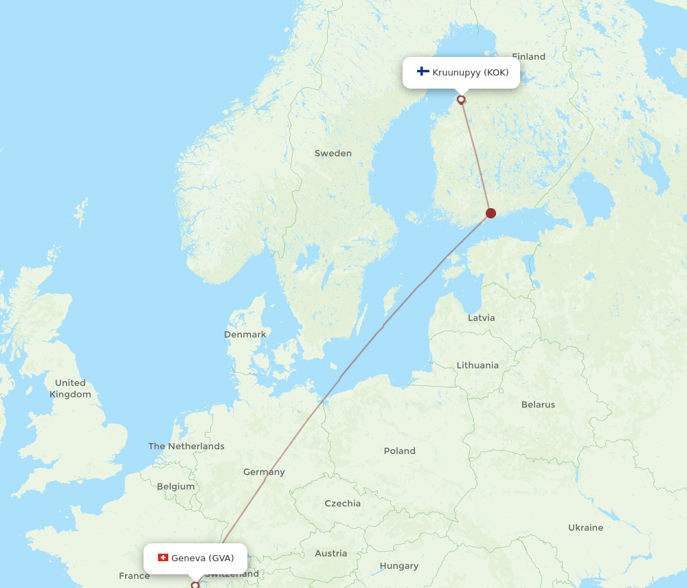 GVA to KOK flights and routes map