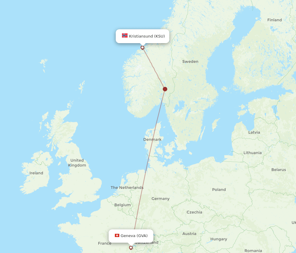 GVA-KSU flight routes
