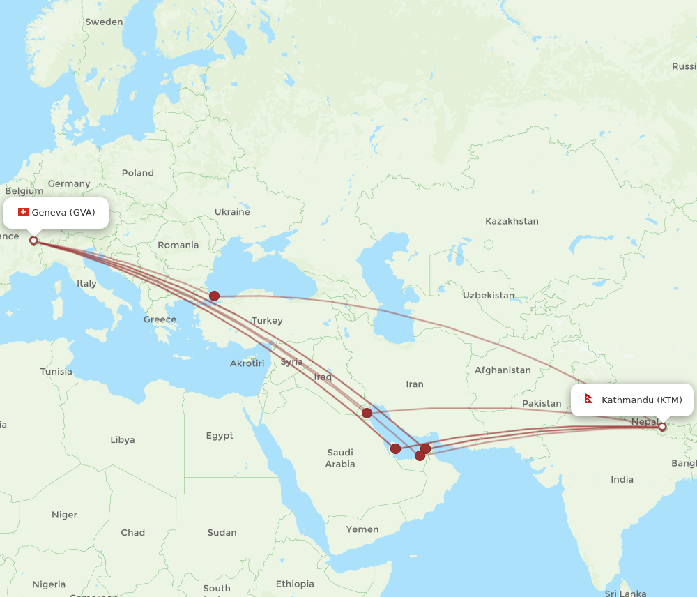 GVA-KTM flight routes