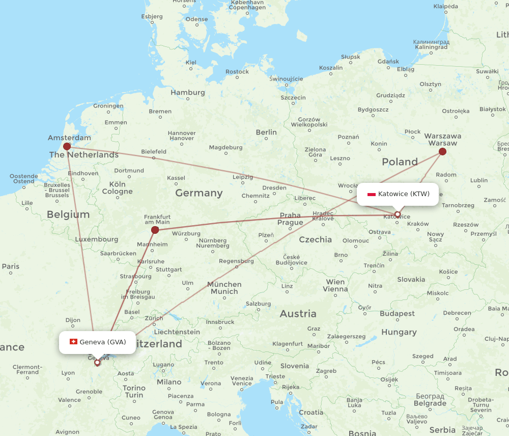 GVA-KTW flight routes