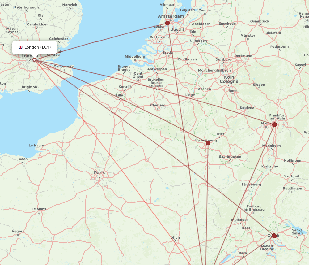 GVA to LCY flights and routes map