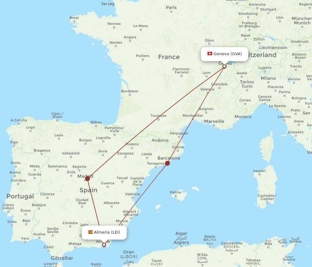 GVA-LEI flight routes
