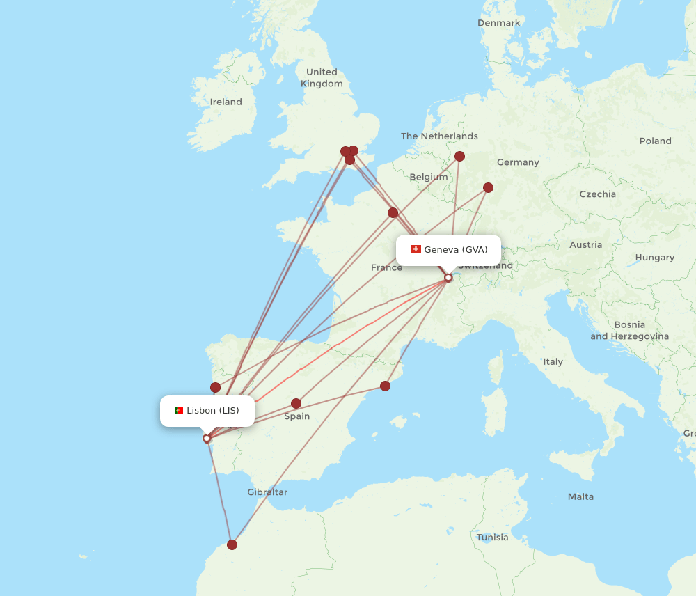 GVA-LIS flight routes