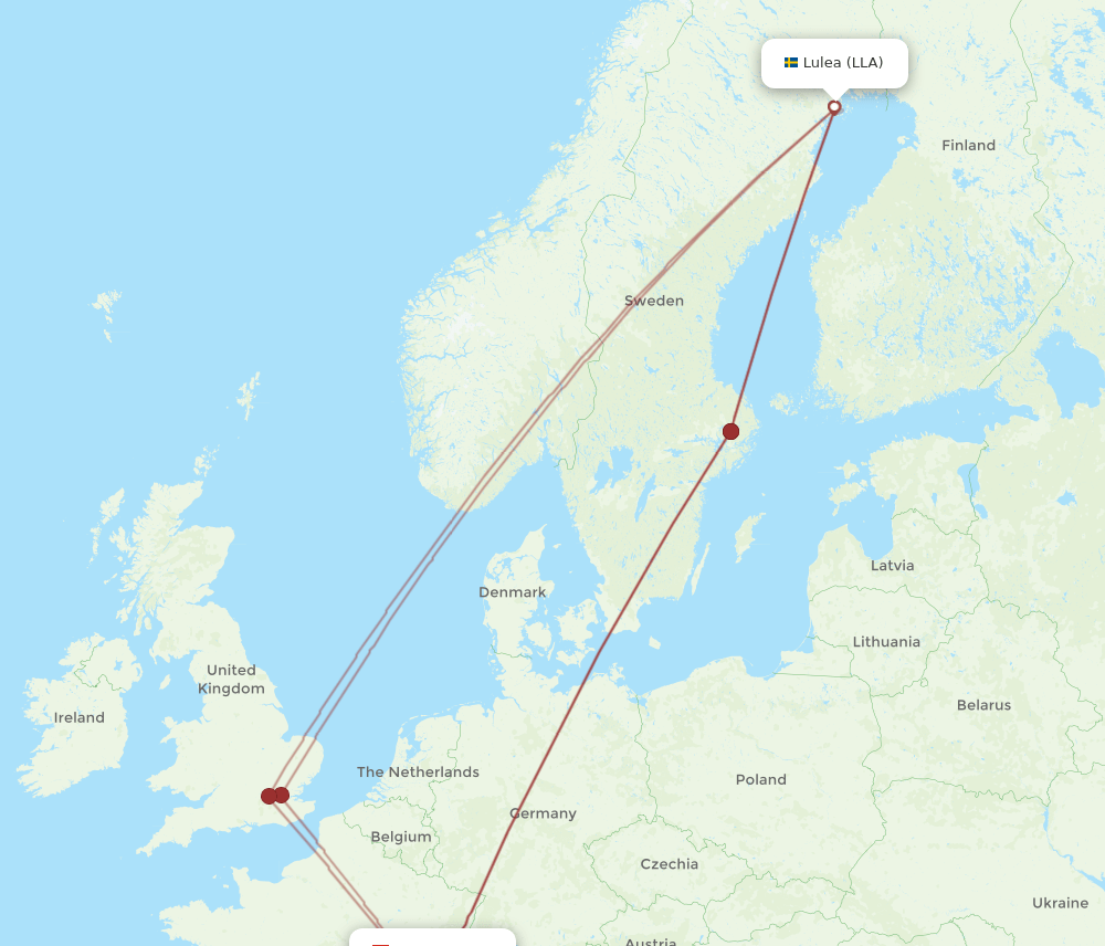 GVA to LLA flights and routes map