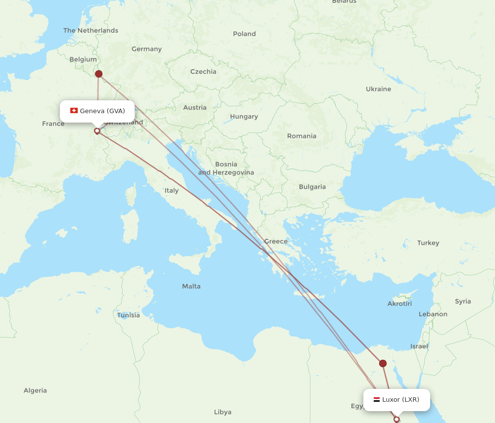 GVA-LXR flight routes
