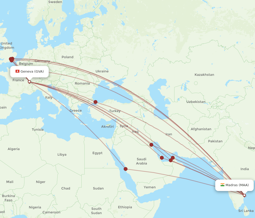 GVA-MAA flight routes