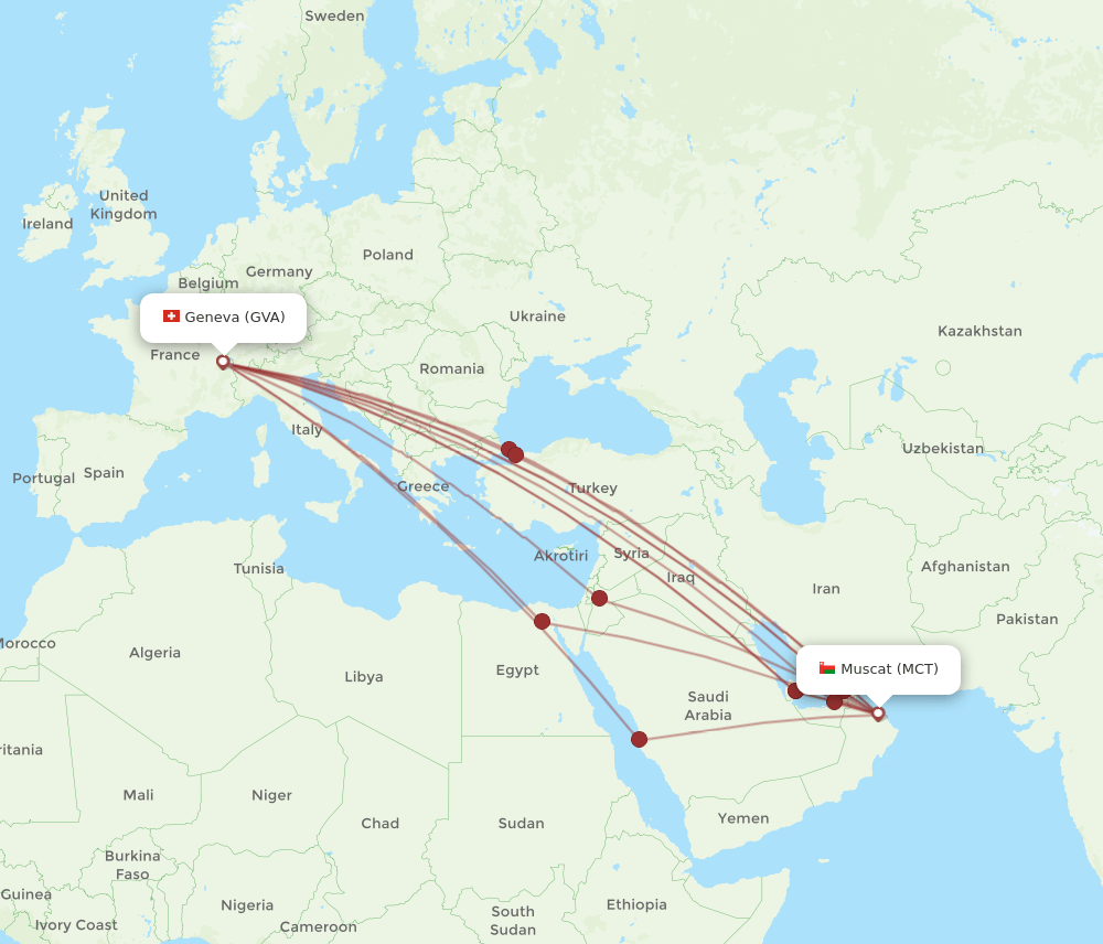 GVA-MCT flight routes