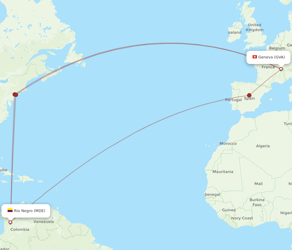 GVA-MDE flight routes