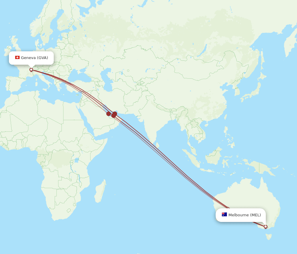 GVA-MEL flight routes