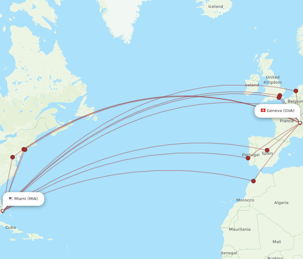 GVA-MIA flight routes