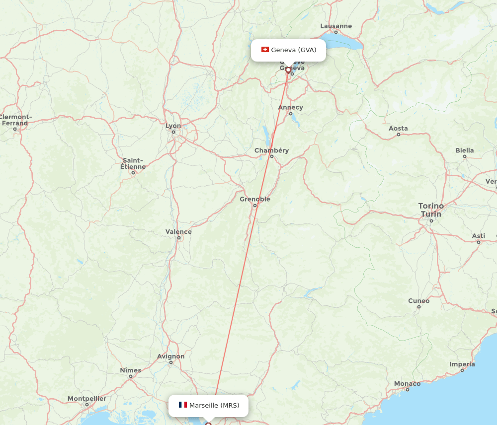GVA to MRS flights and routes map