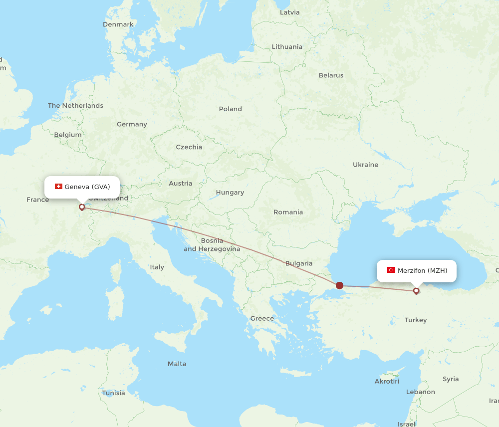 GVA to MZH flights and routes map