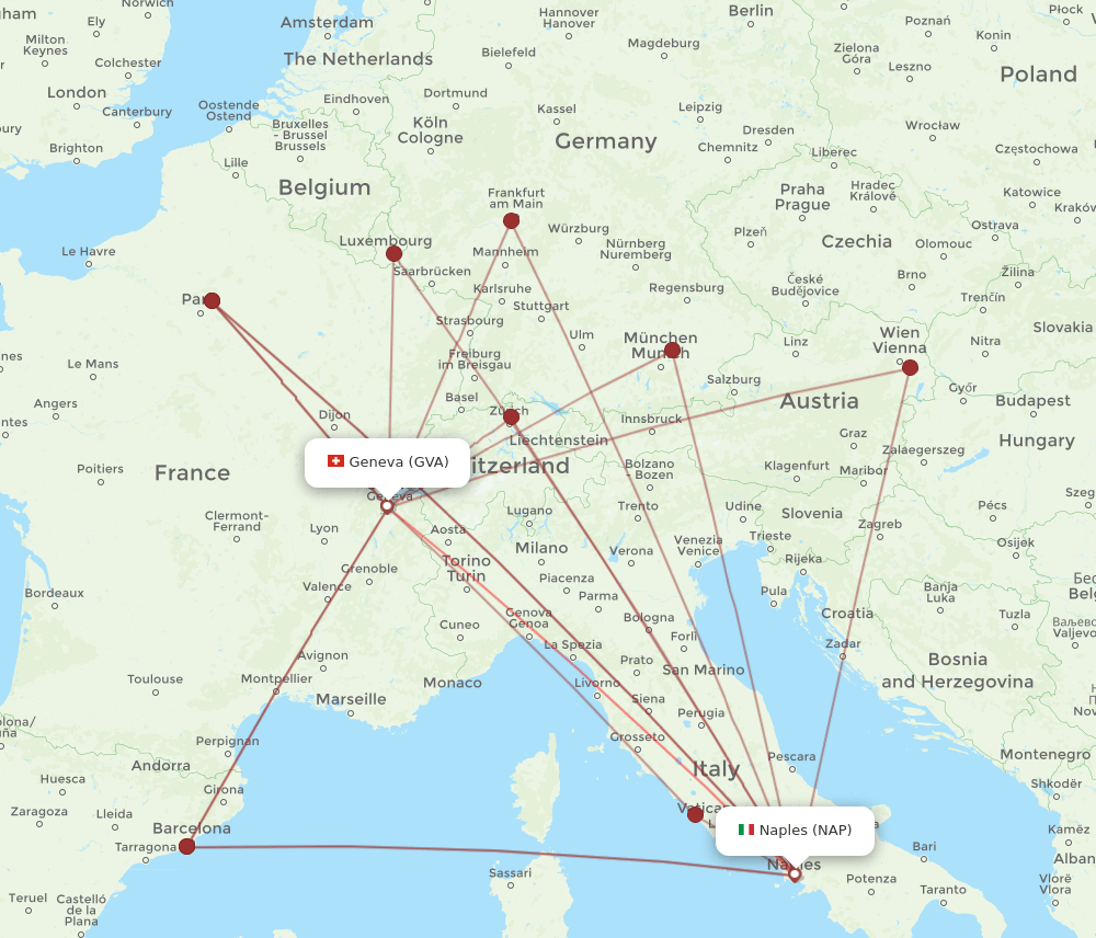 GVA-NAP flight routes