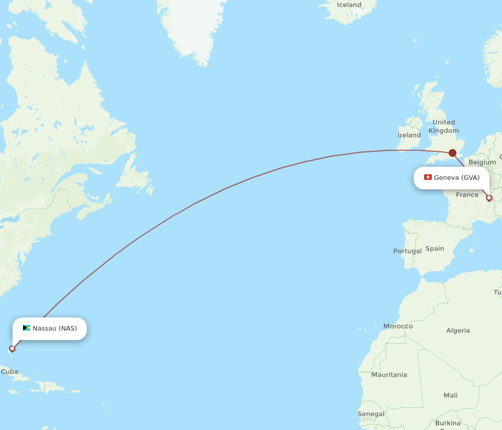 GVA to NAS flights and routes map