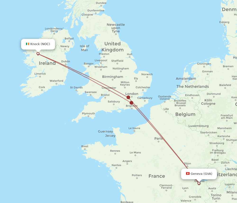 GVA-NOC flight routes