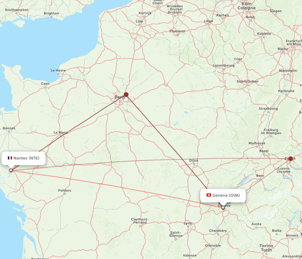GVA-NTE flight routes
