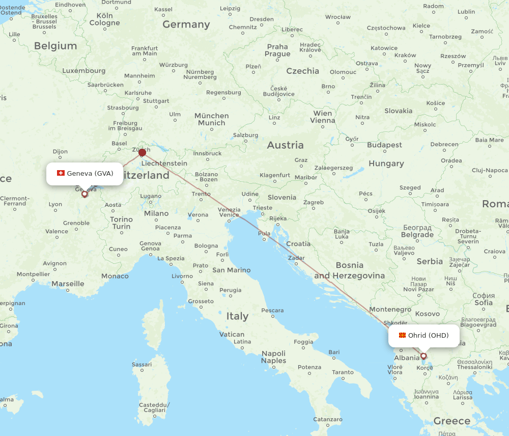 GVA-OHD flight routes
