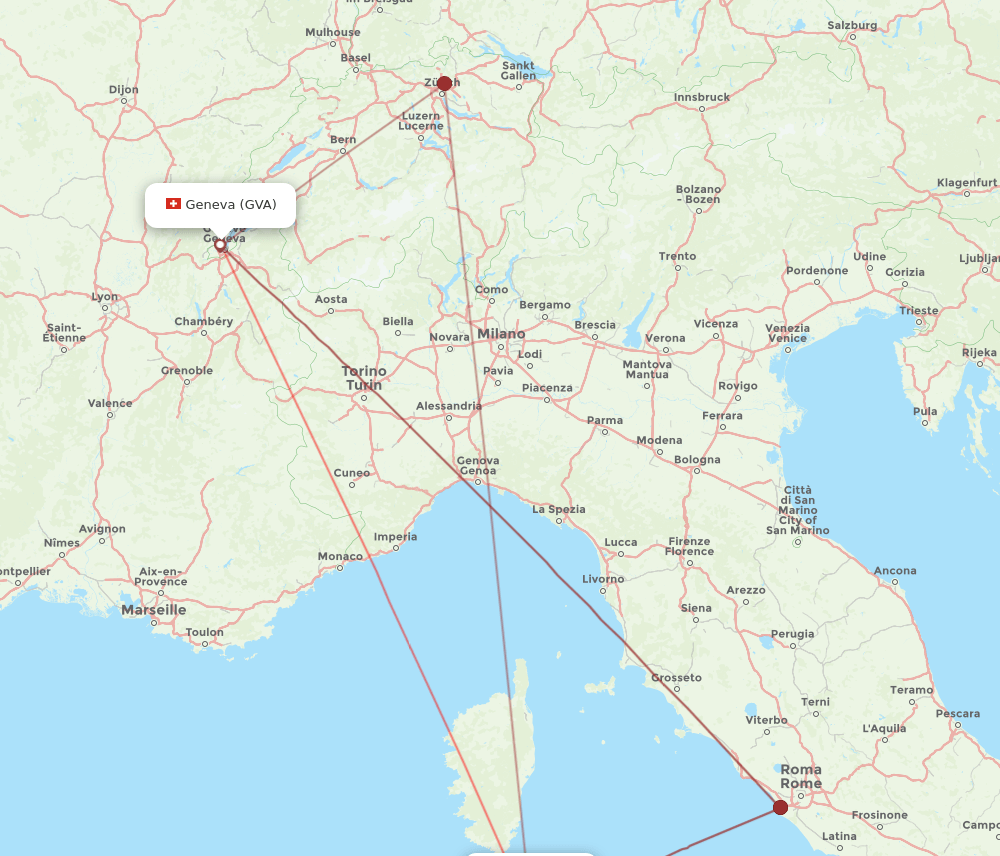GVA-OLB flight routes
