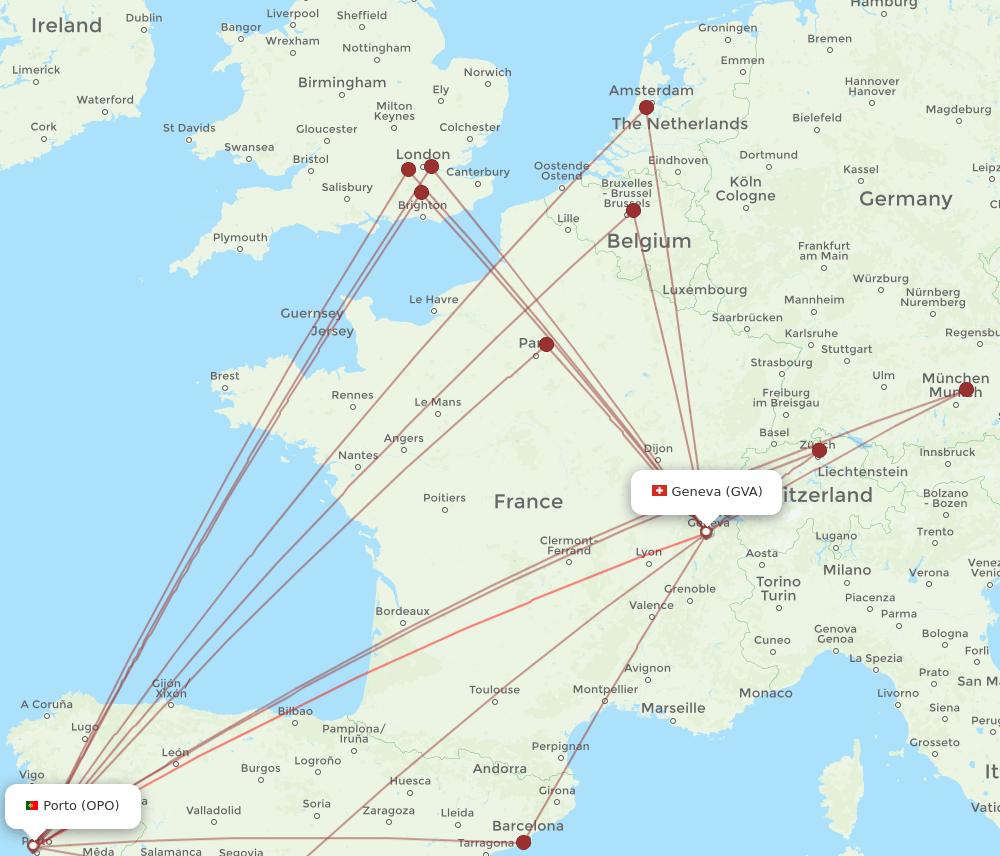GVA-OPO flight routes