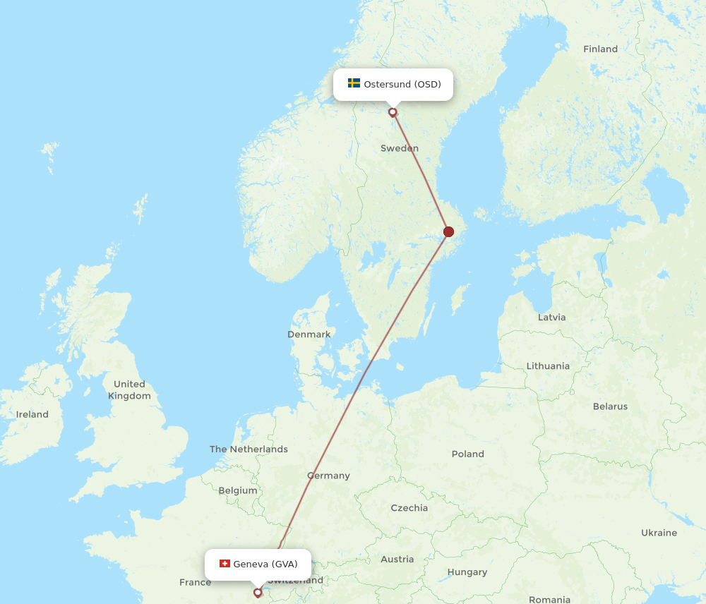 GVA to OSD flights and routes map