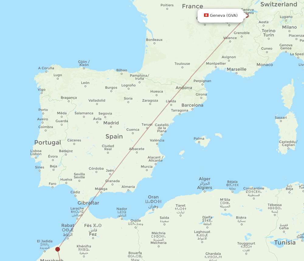 GVA-OZZ flight routes