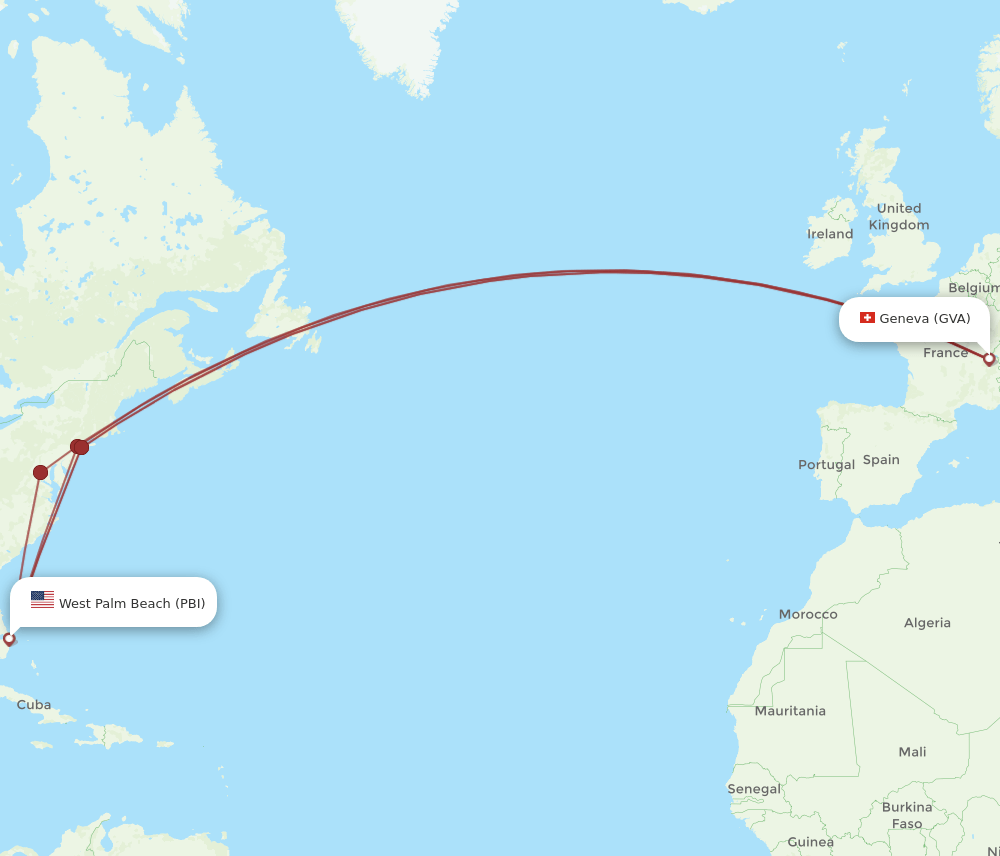 GVA-PBI flight routes