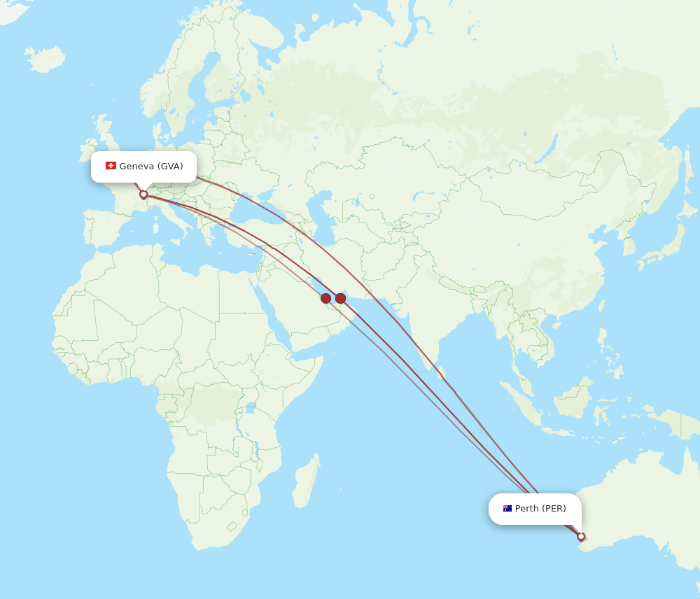 GVA-PER flight routes