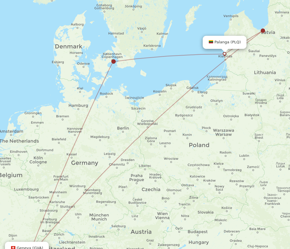 GVA to PLQ flights and routes map