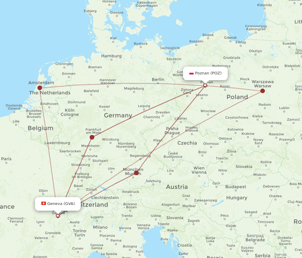 GVA-POZ flight routes