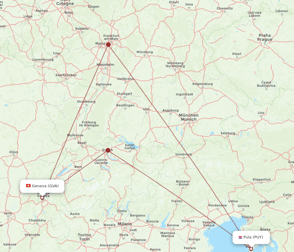GVA to PUY flights and routes map