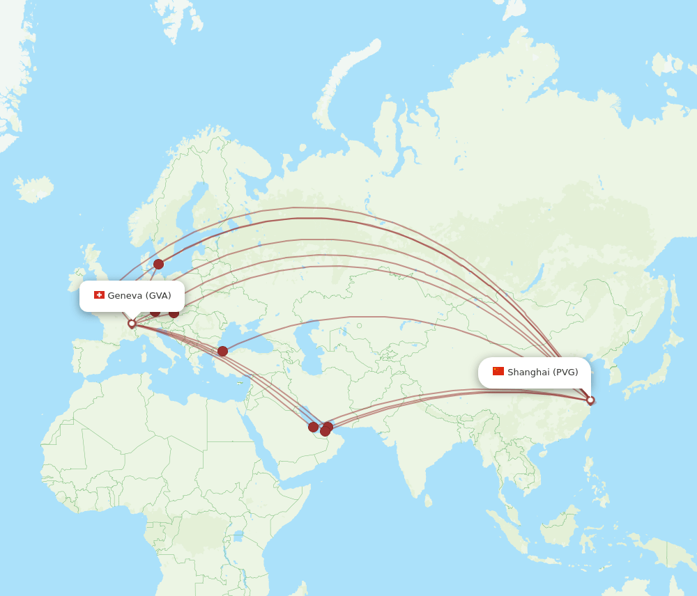 GVA-PVG flight routes
