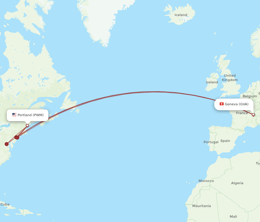 GVA to PWM flights and routes map