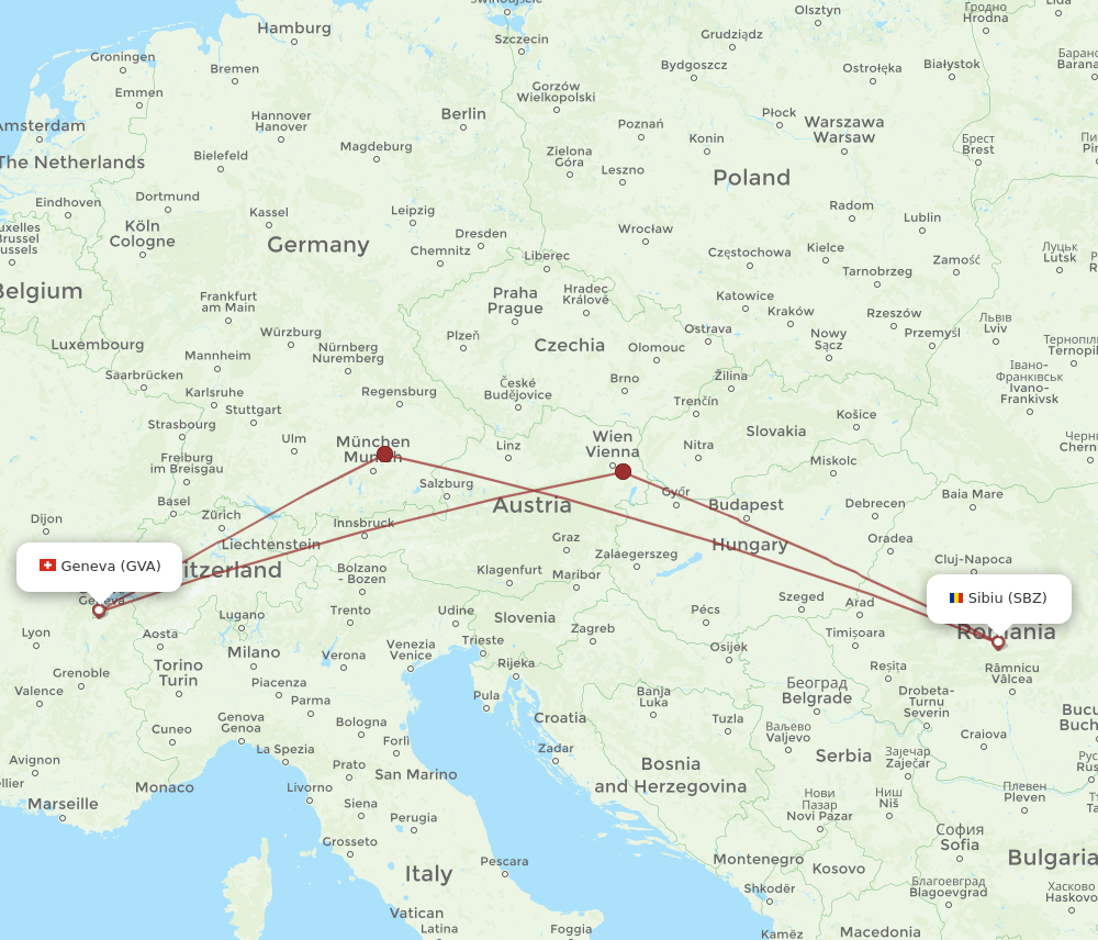 GVA-SBZ flight routes