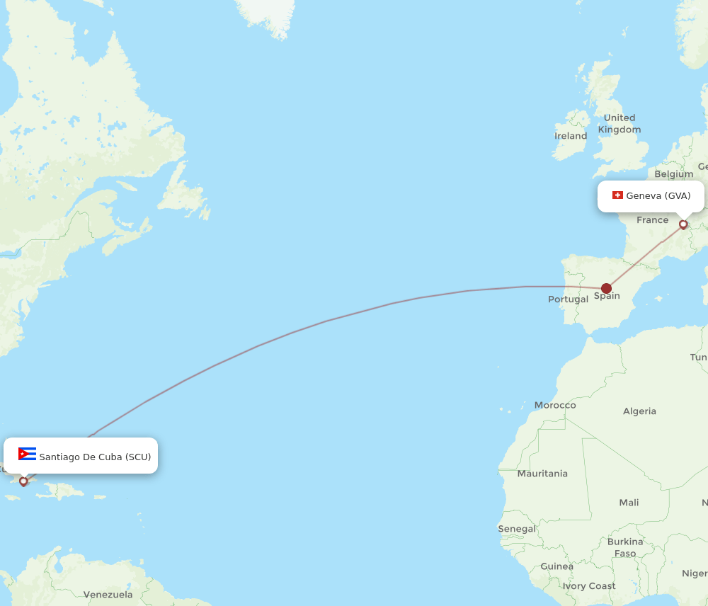 GVA-SCU flight routes