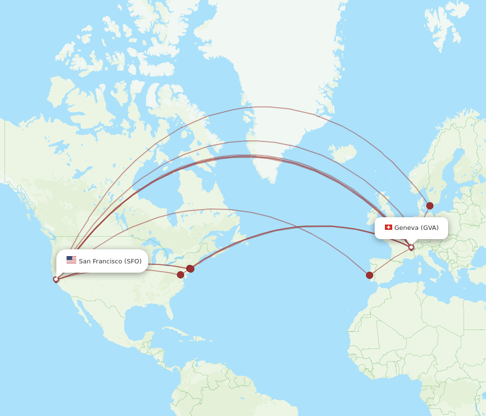 GVA-SFO flight routes
