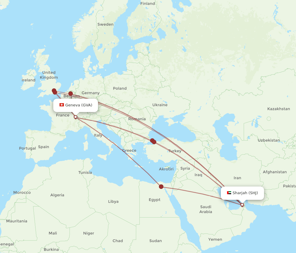GVA-SHJ flight routes