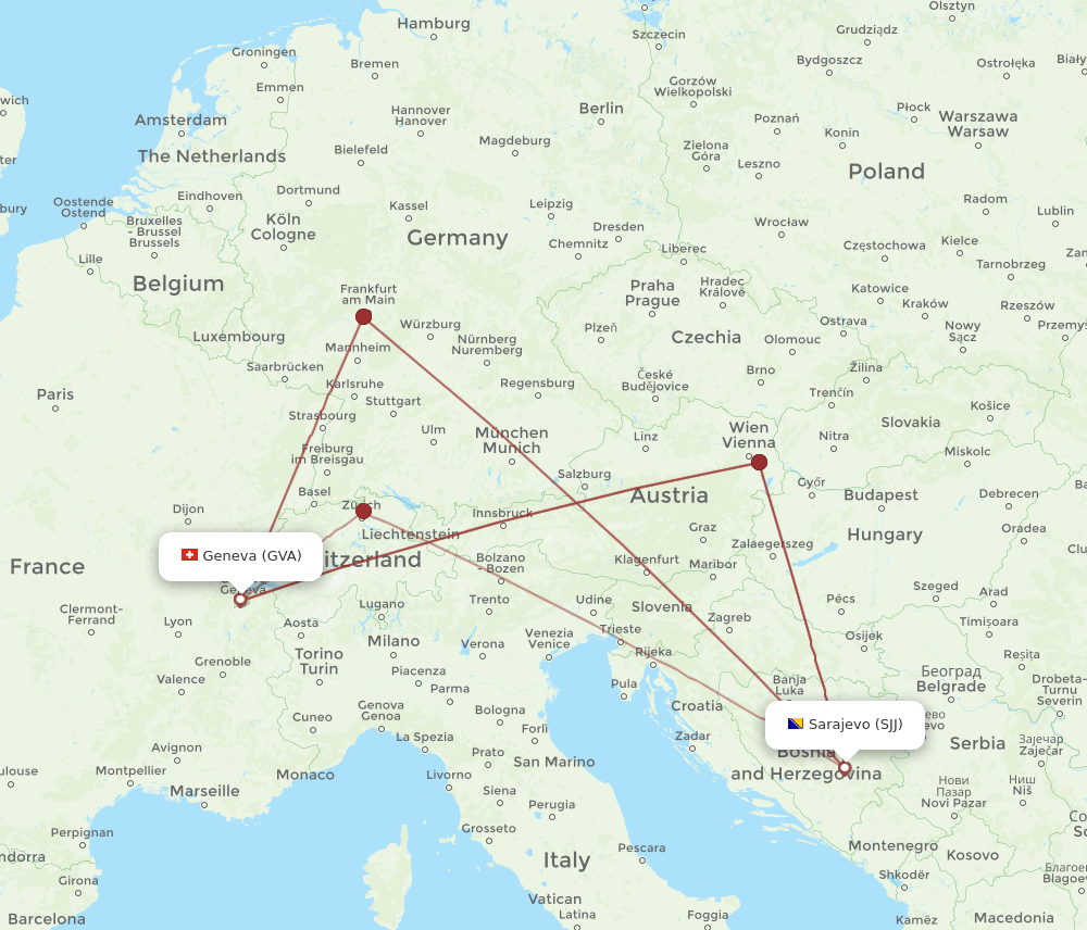GVA-SJJ flight routes