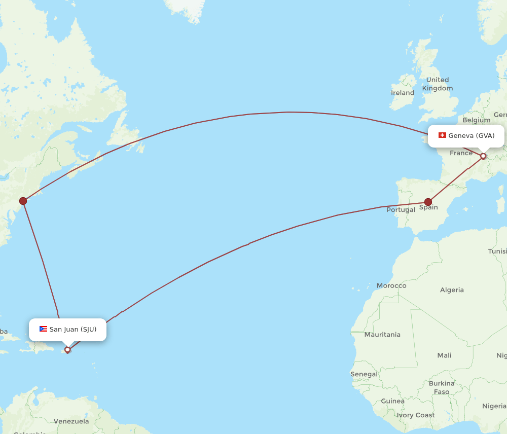 GVA-SJU flight routes