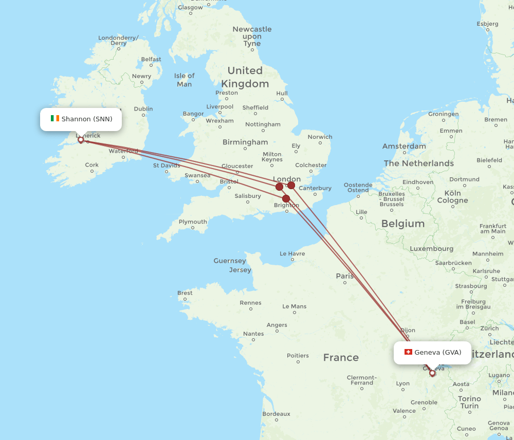 GVA-SNN flight routes