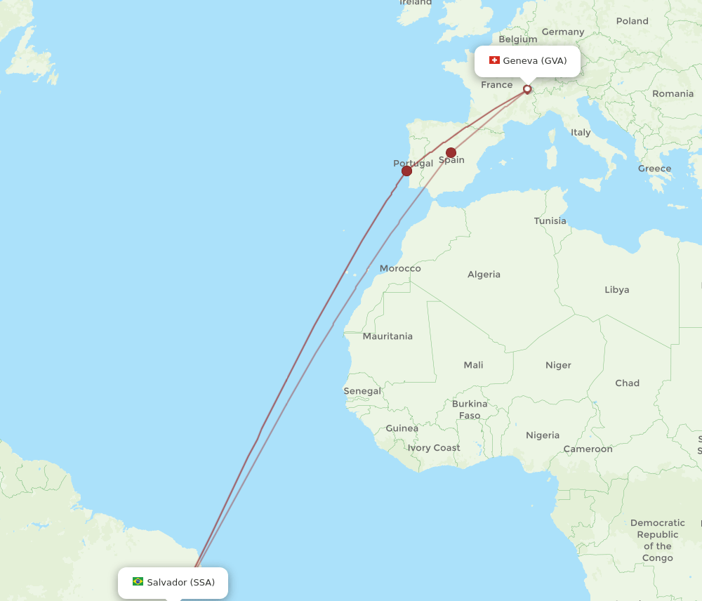 GVA-SSA flight routes