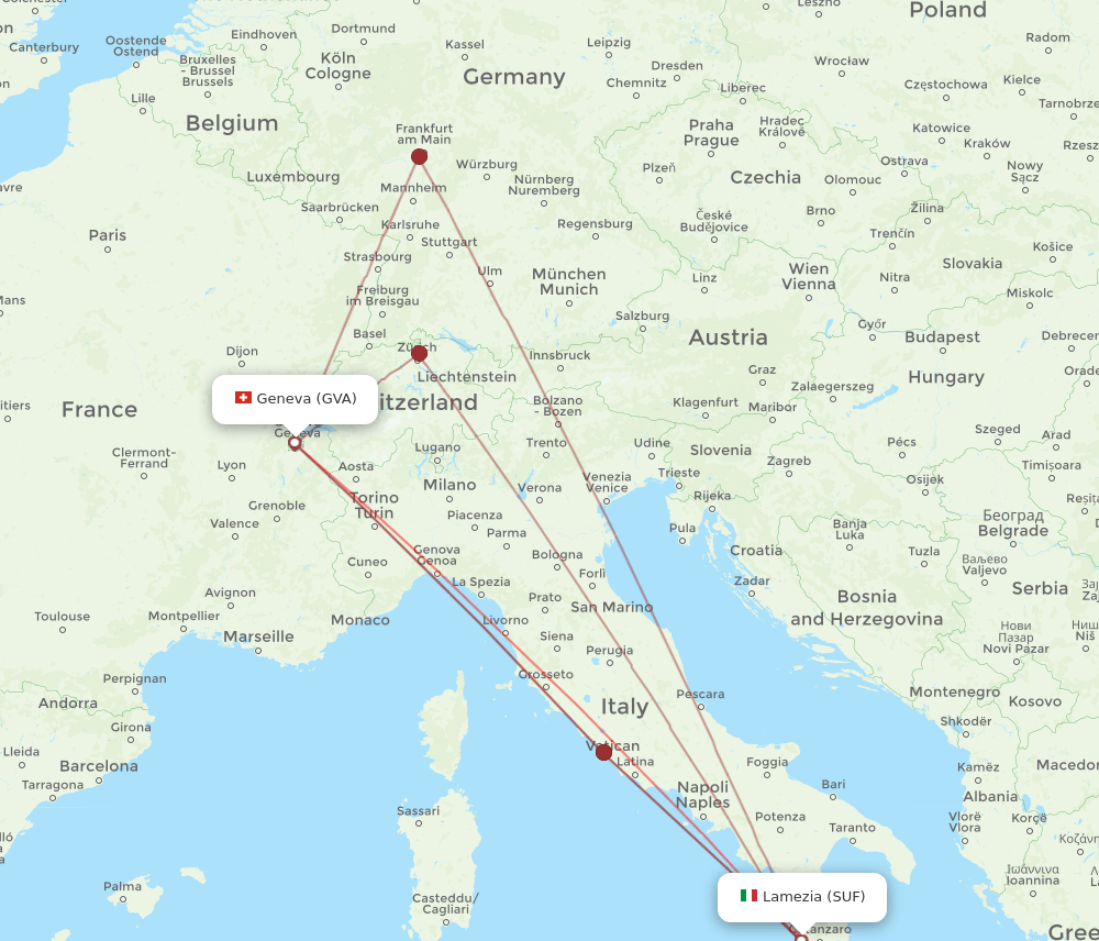 GVA-SUF flight routes