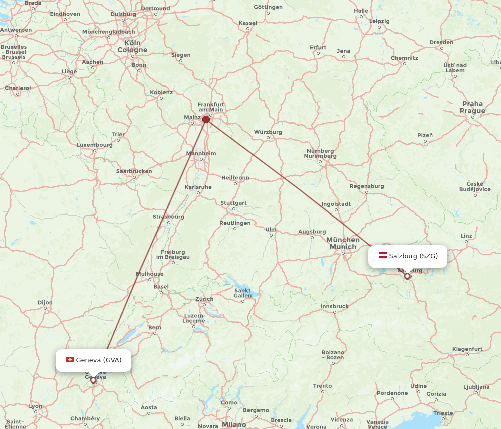 GVA-SZG flight routes