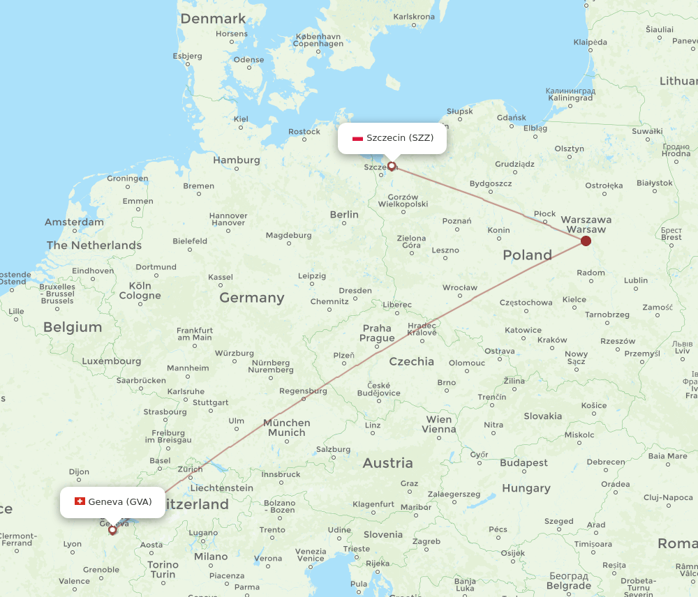 GVA to SZZ flights and routes map