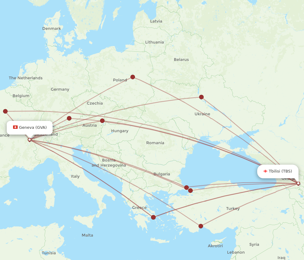 GVA-TBS flight routes