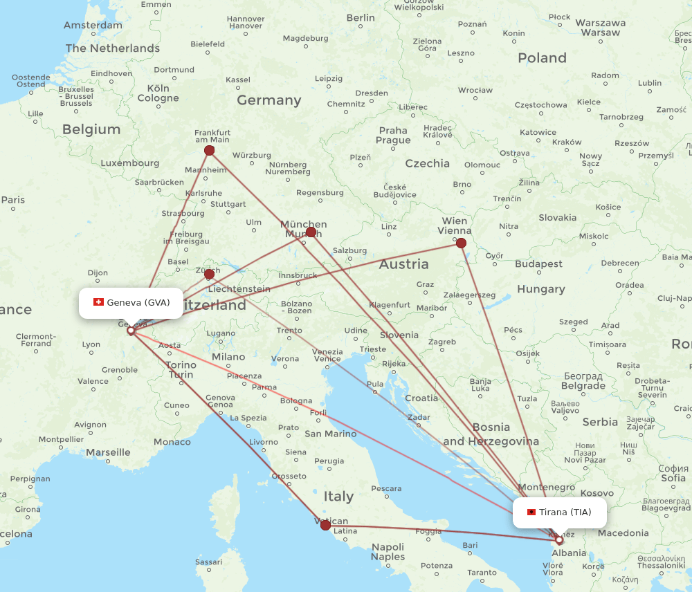 GVA-TIA flight routes