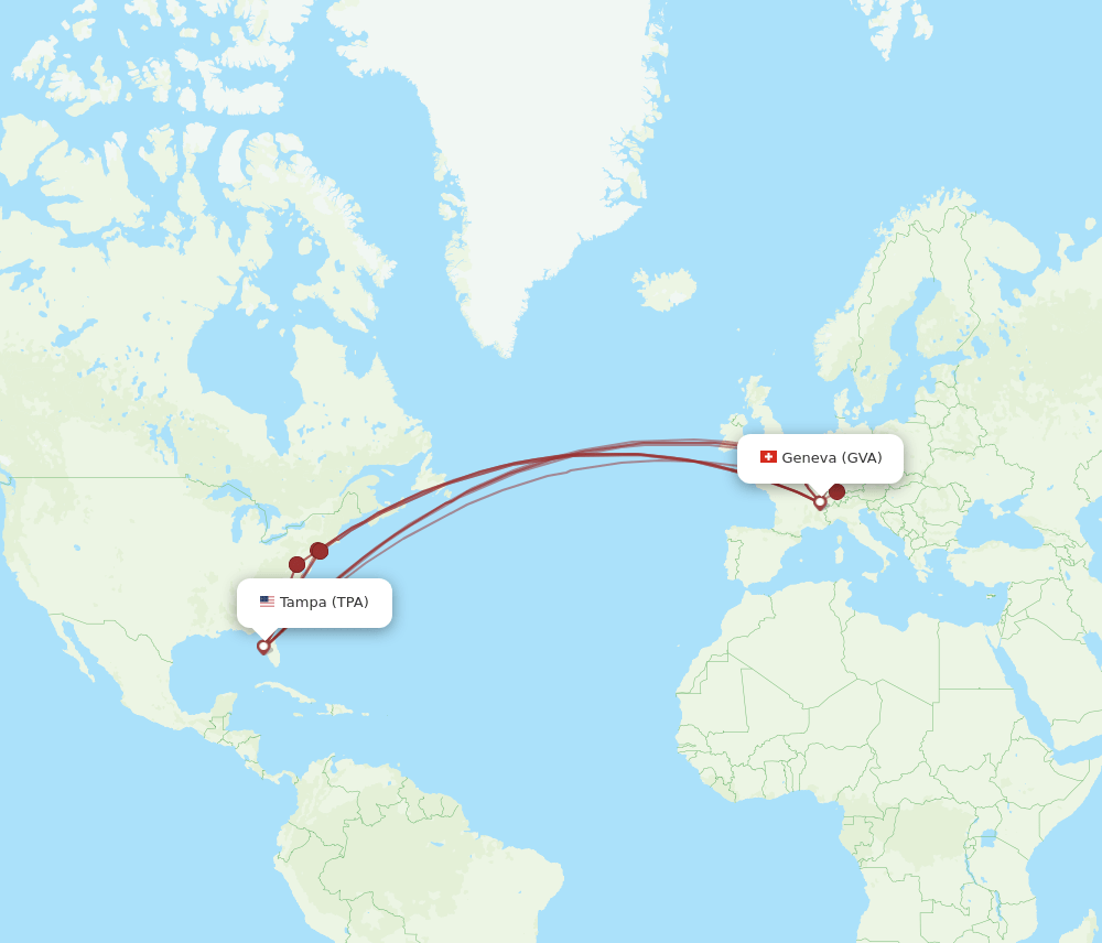 GVA to TPA flights and routes map