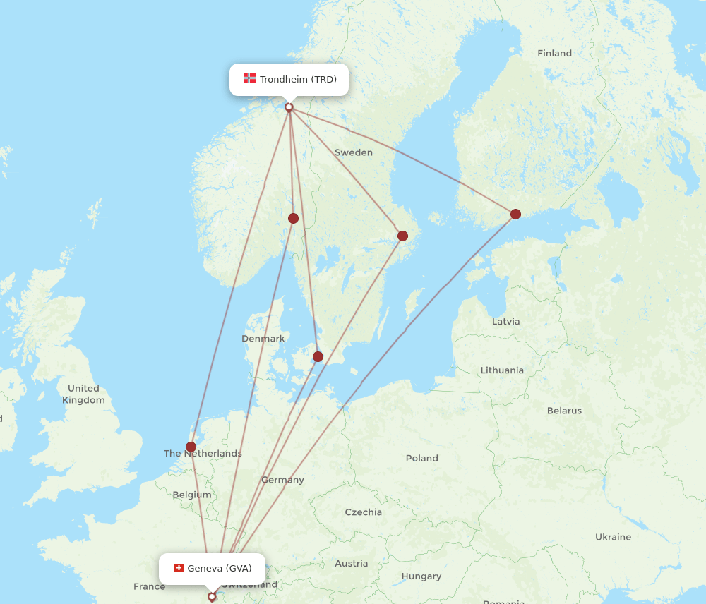 GVA-TRD flight routes